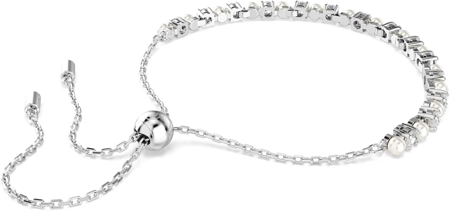 Swarovski Matrix Pearl Bracelet Collection, White Crystals and Crystal Pearls in a Rhodium or Rose Gold-Tone Plated Setting - White, Rose Gold-Tone Plated image number 2
