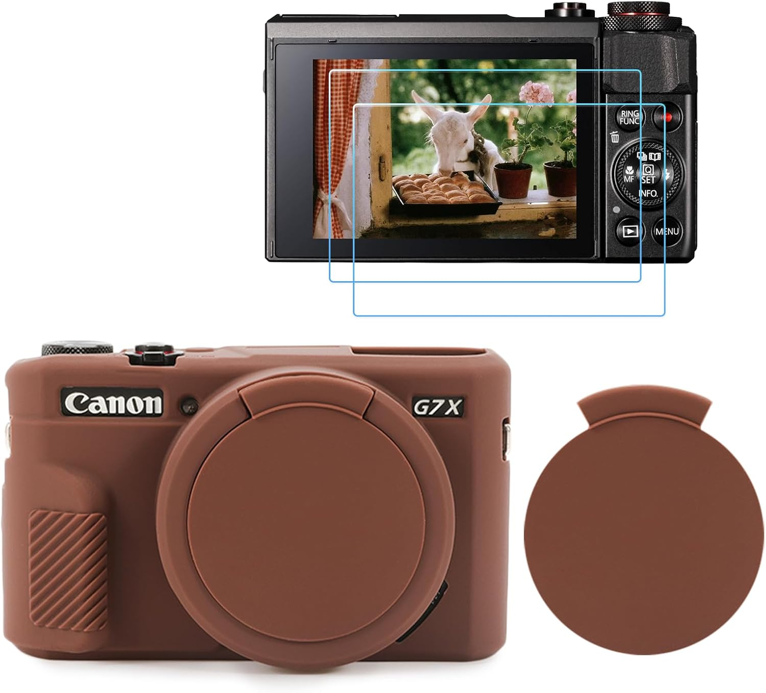 TYUANDOUER G7X II Camera Case & LCD Screen Protector Accessories Kit, Soft Silicone Case for Canon Powershot G7X Mark II Camera, Lightweight Skin Body Protective Rubber Cover for G7XII G7X2 - Black