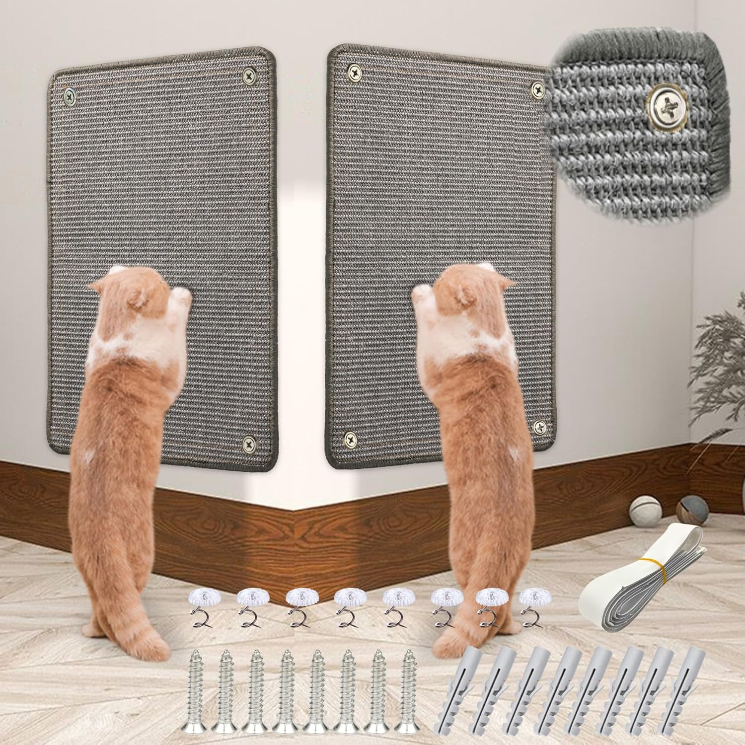 Cat Scratch Protection Cat Scratching Mat Sisal Cat Scratching Mat for Cat Cat Scratching Mat for Sofa Furniture Door Scratch Protection 60 &times; 25 Cm (Grey)