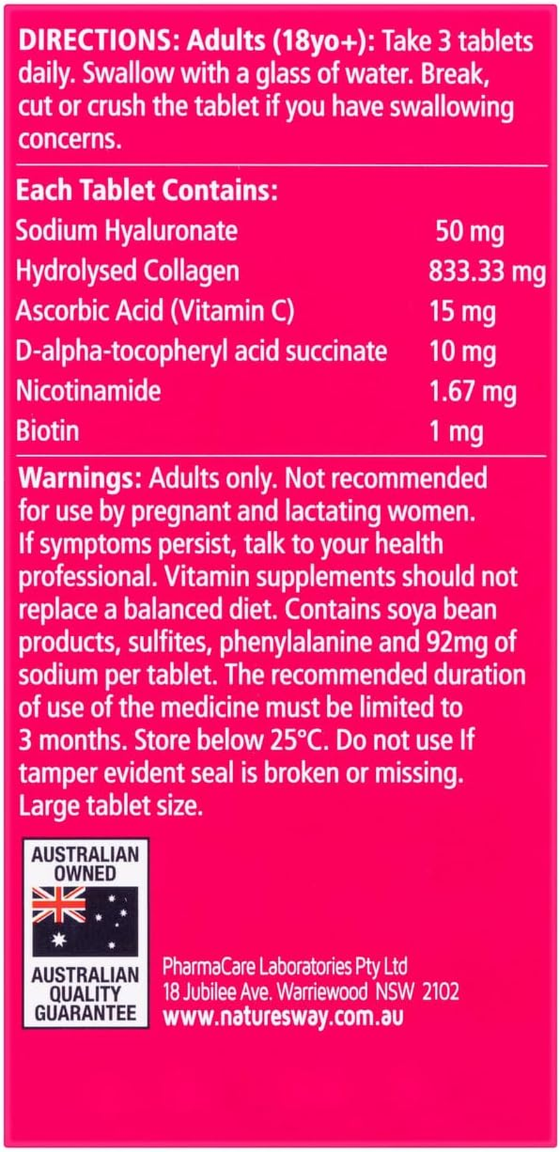 Nature'S Way Beauty Collagen with Hyaluronic Acid 60 Tablets image number 3