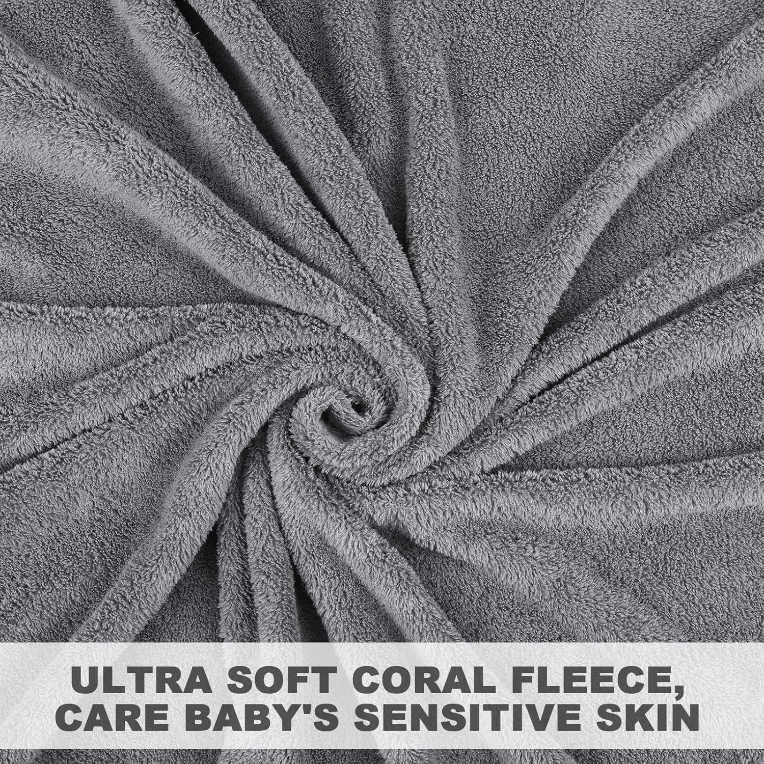 Lylilidy Hooded Baby Towel with 2 Towel for Kids, Premium Soft Bath Towel for Newborn, Infant, Natural Baby Stuff Towel, Soft Coral Bath Towel for Boys and Girls 80X80Cm(Grey) image number 5