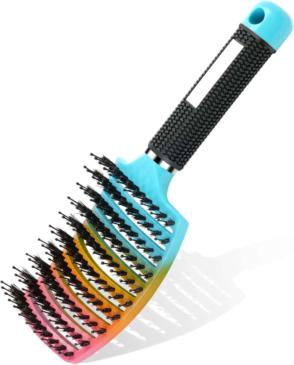 URAQT Boar Bristle Paddle Hairbrush for Women, Soft Massage Hair Comb, Detangle Thick Curly Hair, Reducing Hair Breakage and Frizzy