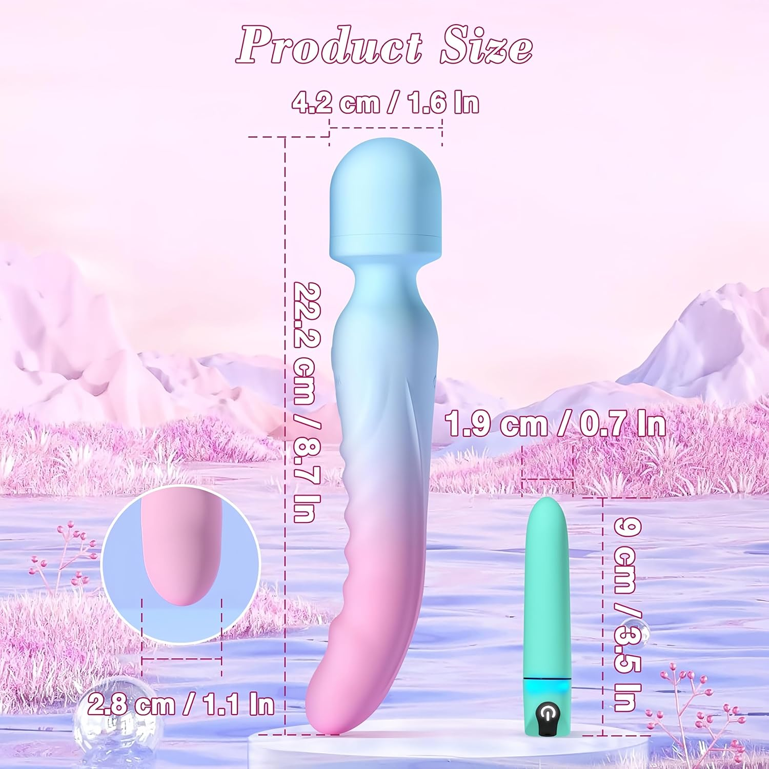 Funflick 3-In-1 Clit G-Spot Vibrator Wand & Bullet Vibrator Set - Wand Massager with 7 Vibrating Modes & Mini Vibrator with 10 Vibrating Modes, Clitoral Stimulator for Women Precision G Spot Clitoral Nipple Anal Stimulation with Heating Dildo, Premium Silicone Waterproof Sexual Wellness Products for Female and Couples, Portable Adult Sex Toys for Women, Men, Couples image number 3