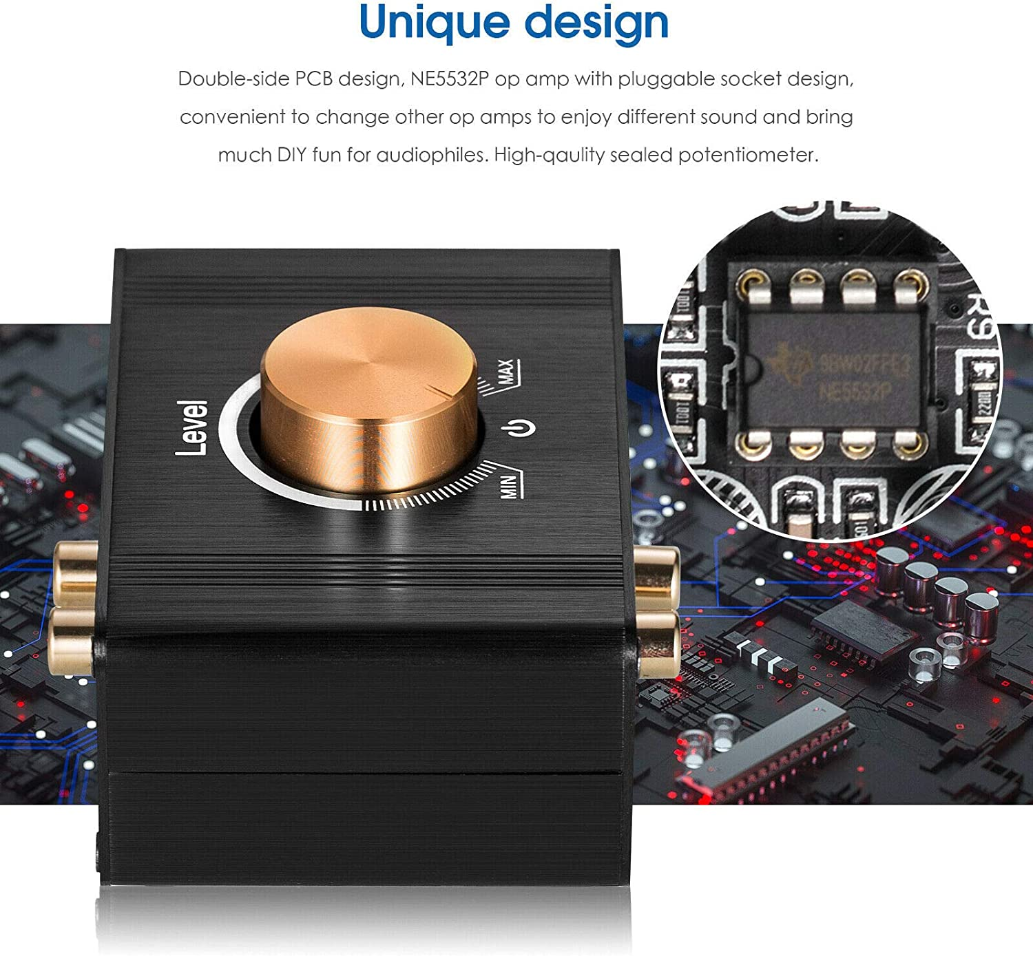 Douk Audio L1 Mini Stereo Line Level Booster Amplifier Audio Preamp with 20Db Gain and Volume Control image number 4