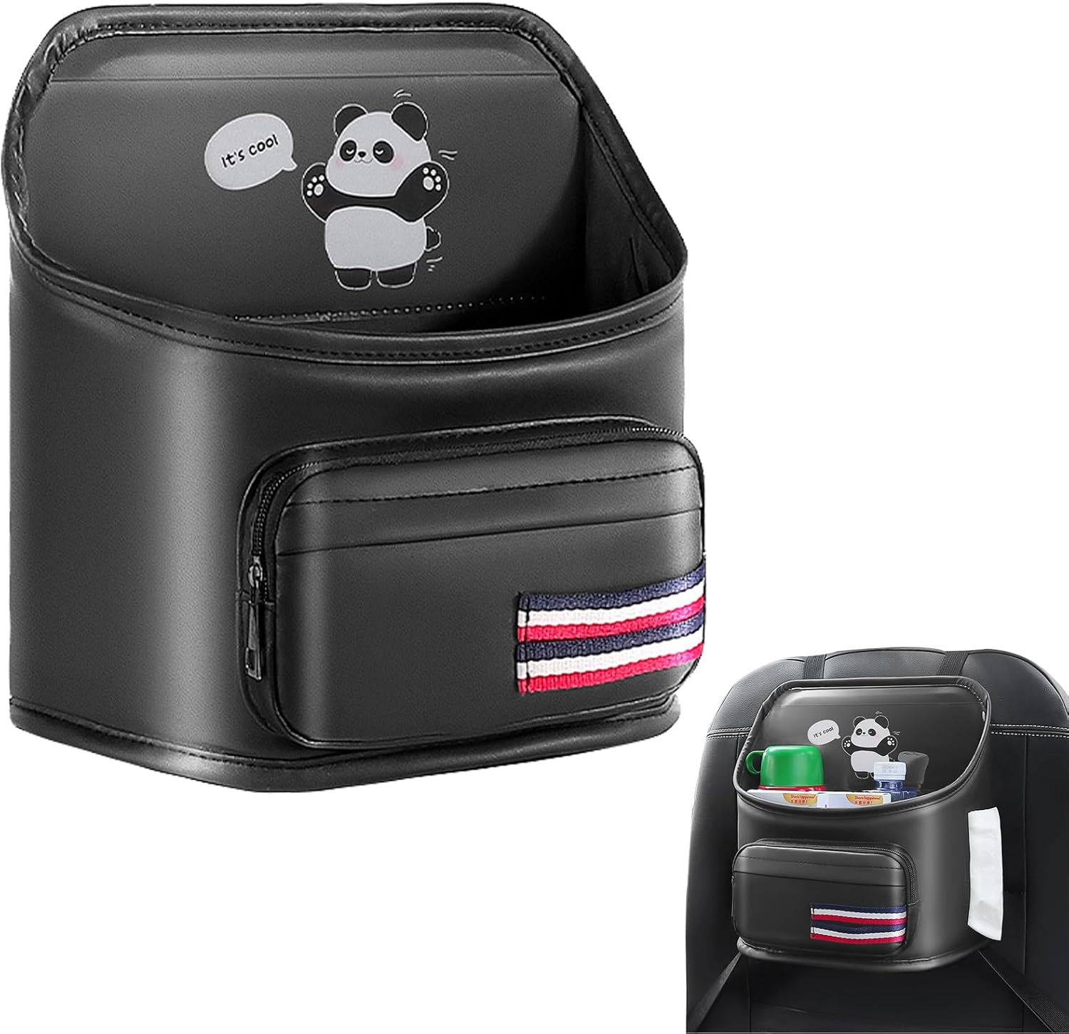 Back Seat Storage Box,Multi Pocket Basket,Faux Leather Car Headrest Cup Holder - for Phone Purse Cup Passenger Men Women Truck Vehicle SUV Trailer Tractor image number 1