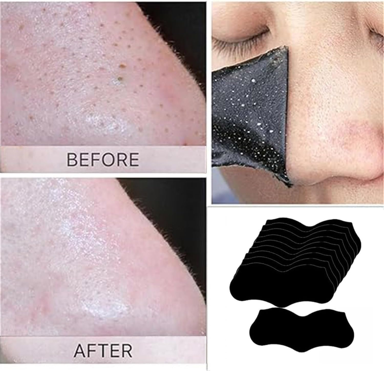 Limcryspp 100 Deep Pore-Cleaning Patches, Natural Charcoal Nose Patches, Large Nostril Patches, Facial Blackhead Remover, Instantly Remove Blackheads and Clean Pores, Facial Beauty Care image number 6