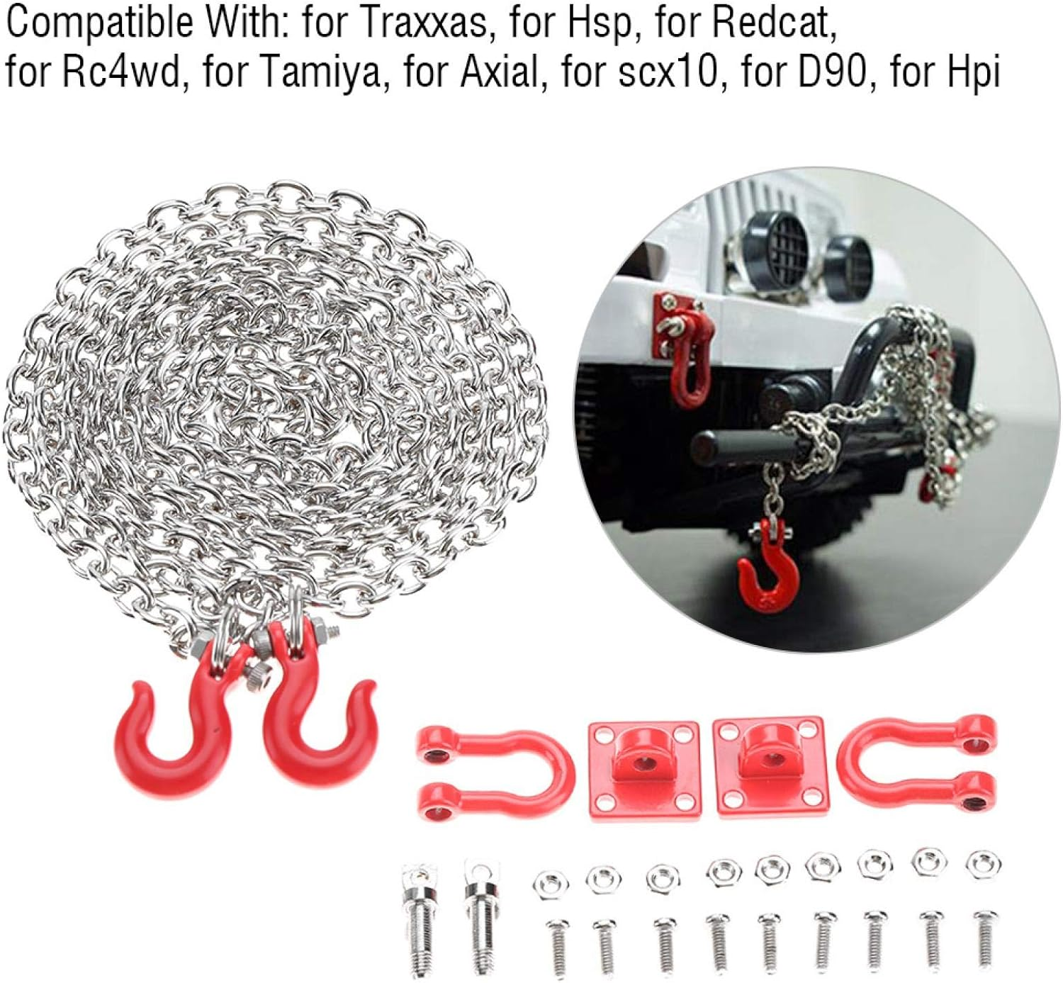 RC Tow Hook, Rescue Tow Hook U Shaped Metal Tow Hook, for RC Cars Crawler Car image number 1