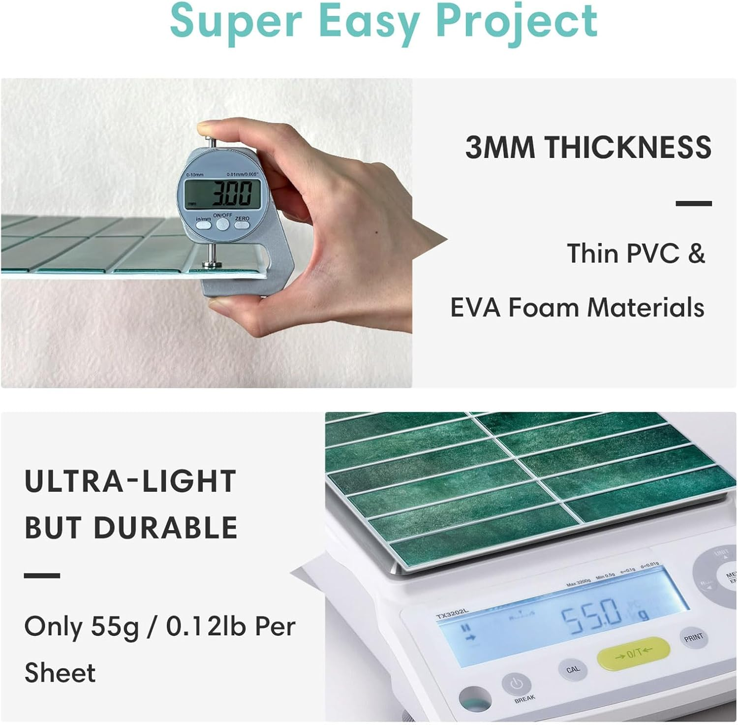 Commomy 10 Pcs 3D Green Peel and Stick Backsplash Tile, 11.8"X11.8" Matte Ultra-Light Thin PVC Self Adhesive Wall Panels Stick on Tile Stickers for Kitchen, Bathroom, Renters, Interior Wall Decor image number 1