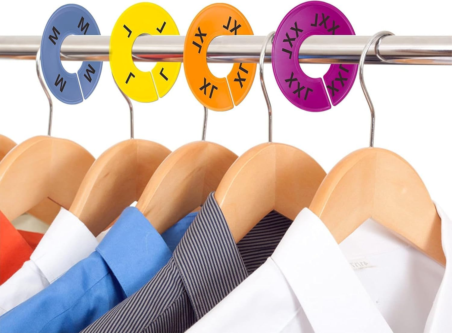 16Pcs Closet Dividers, round Clothing Rack Dividers Plain Closet Dividers for Hanging Clothes, Color Plastic Hanger Tags Clothing Rack Dividers round Closet Labels Reusable Wardrobe Hanger Separator image number 6