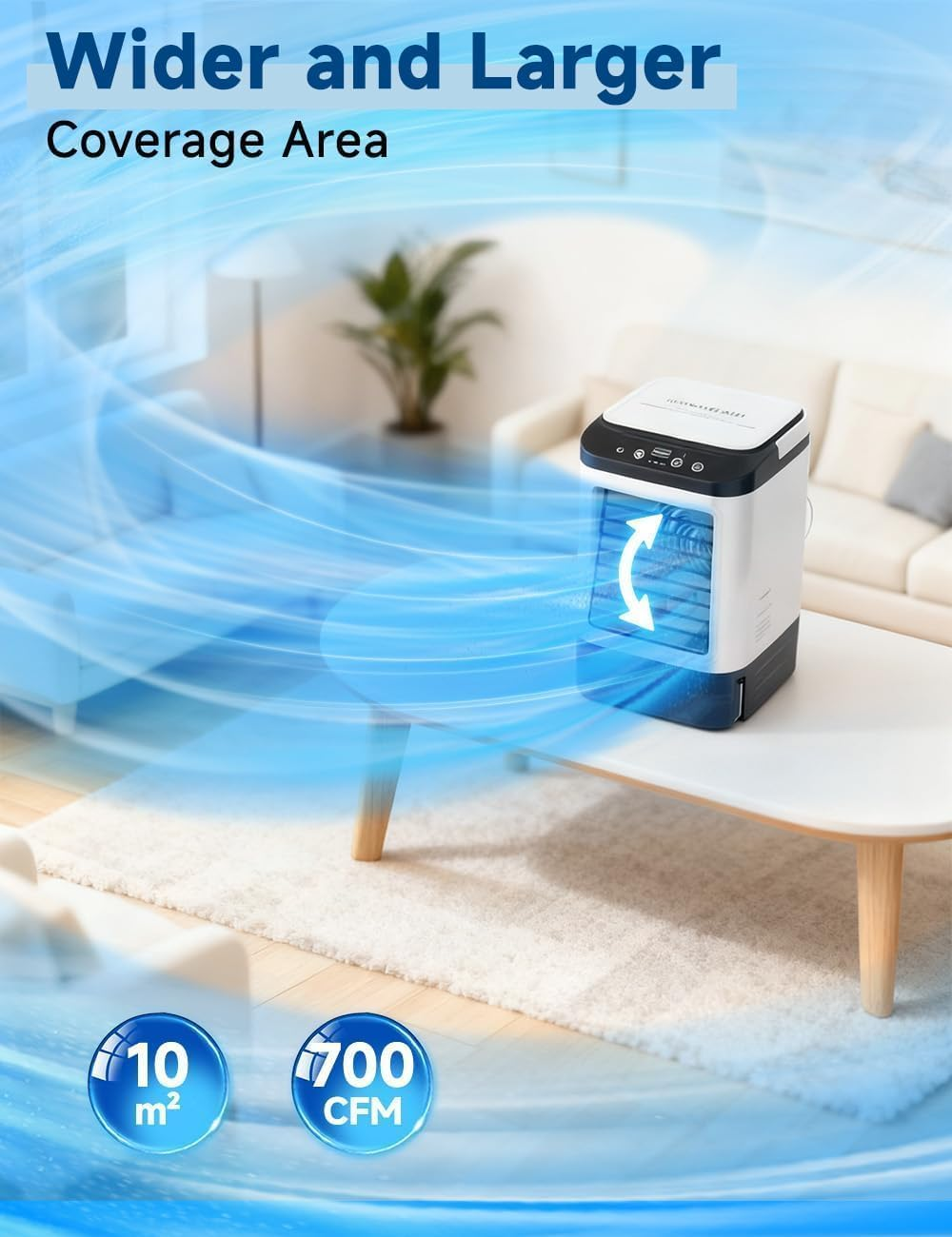 4-IN-1 Portable Air Conditioner, 3 Speeds & 2 Spray Modes, Boosting Mode, 900ML Tank, 25Db Portable Air Cooler,Humidifier, Cooling Fan,7 Night Lights, Mini Evaporative Air Cooler for Room Home image number 4