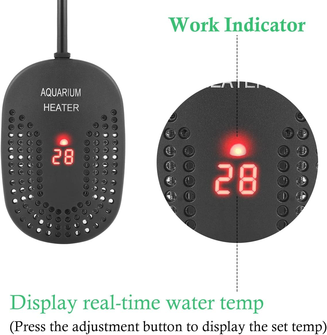 Mini Aquarium Heater 50W 100W, Submersible Fish Tank Heater with External Controller, Shatterproof Heater for 15-110L Fish and Turtle Tank, Betta Heater for Saltwater and Fresh Water (100W) image number 6