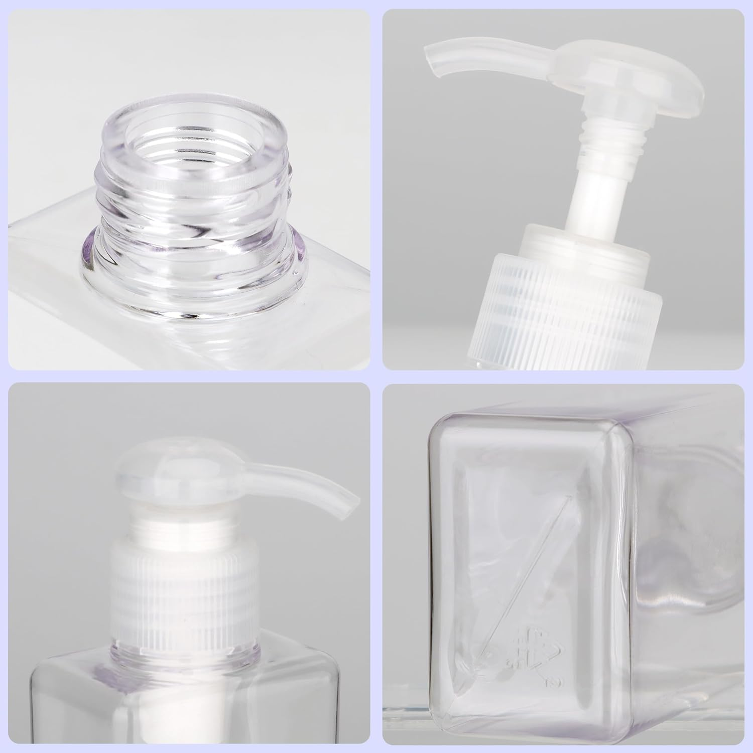 150Ml (5.1Oz) Pump Bottle Dispenser Jansburg 2 Pack Refillable Flat Square Plastic Lotion Dispenser Leakproof Empty Lotion Pump Bottle for Essential Oil Soap Lotion Shampoo Clear - Clear image number 5