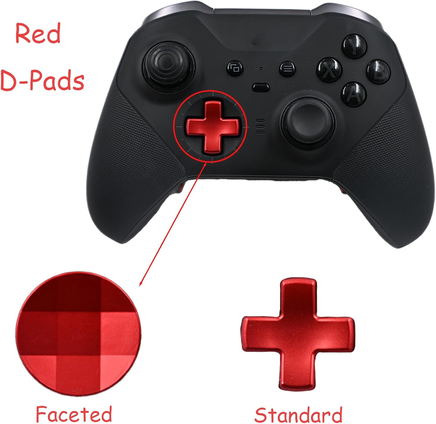 2 in 1 Metal D-Pads Set for Xbox Elite Series 2 Controller, Replacement Parts Directional Pad Button Kits for Xbox Controller Series 2 Core/Elite Series 2 Controller(Red) image number 3