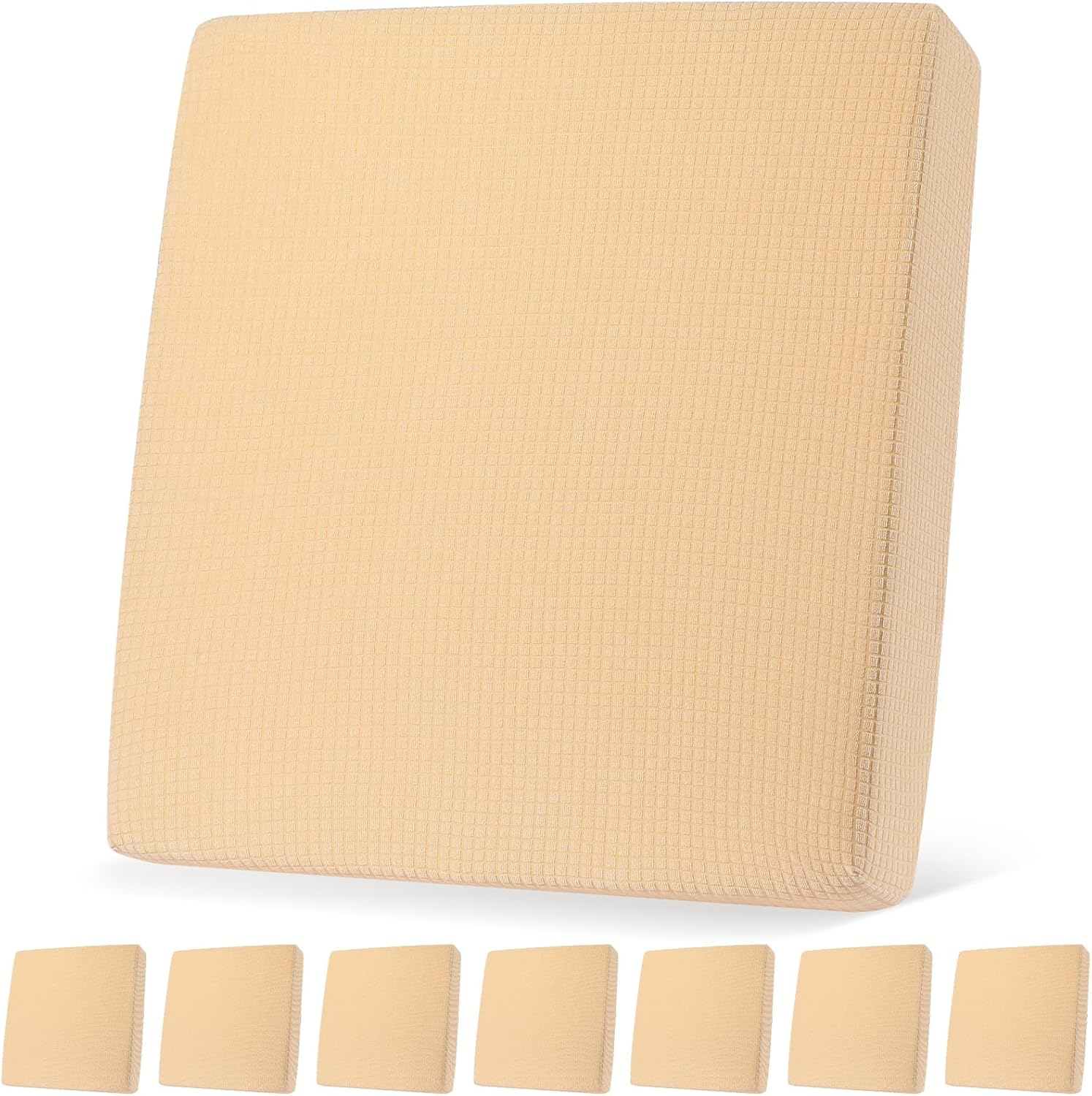 Newwiee 8 Patio Stretch Sofa Cushion Covers Outdoor Cushion Covers Replacement Couch Slipcovers Sofa Seat Cover Soft Chair Cover Furniture Protector for Pet (Dark Gray)