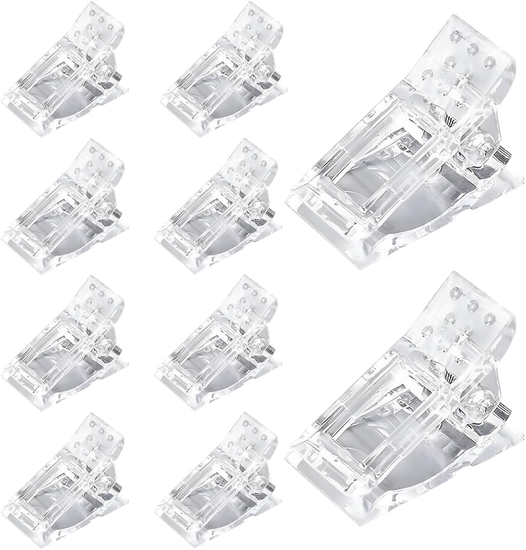 BIRLOZA Pack of 10 Polygel Nail Clips Nail Tips Clip Nail Tool Clip Nail Tips Clips Nail Clips for Poly Gel Nail Extension Nail Clips for Gel Nails (Transparent) image number 1