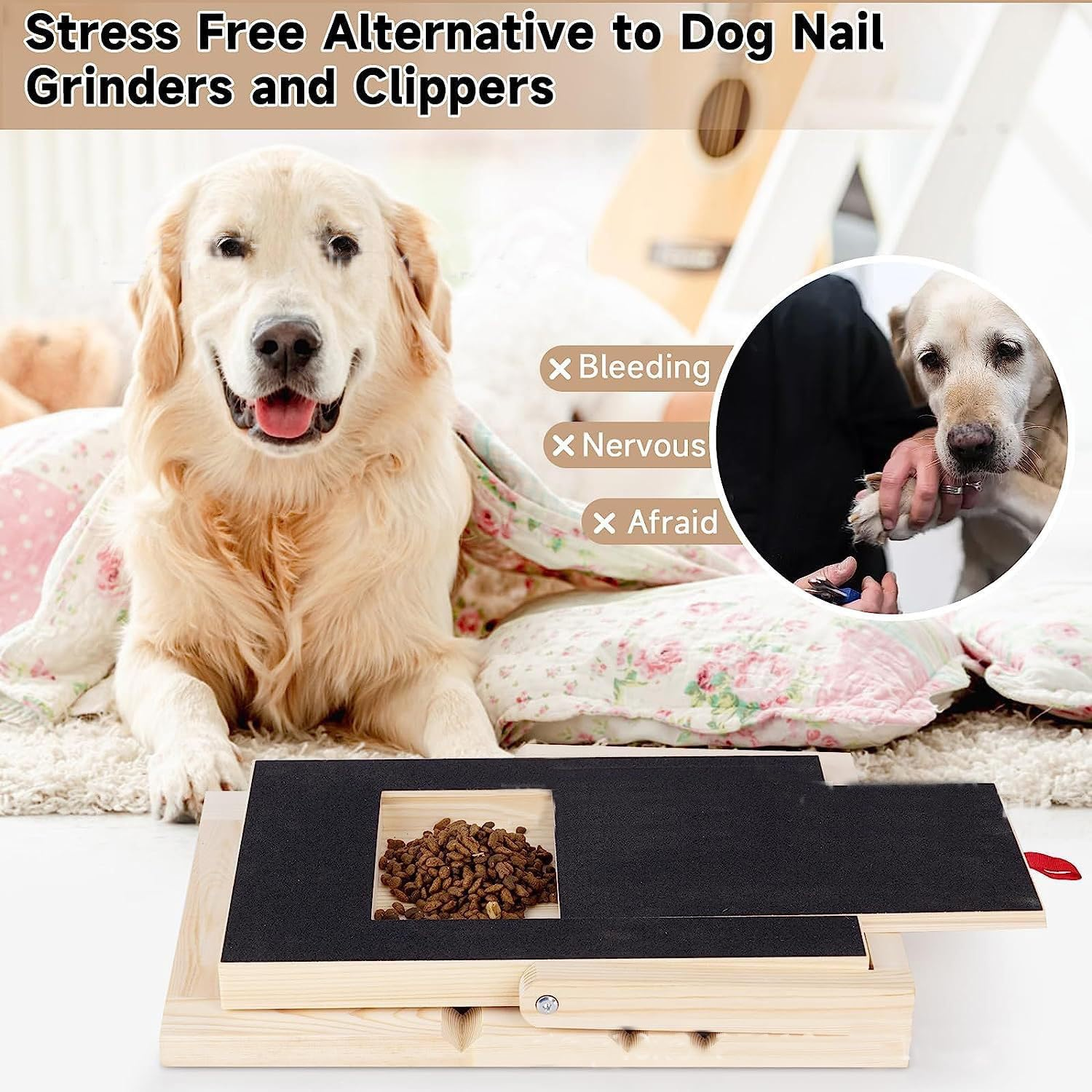 Songholee Pet Nail Board, Dog Scratch Pad, Dog Nail File Toy with Treat Box, Dog Nail File, Adjustable Dog Scratching Plate, Dog Paw Repair Board, for Small to Medium-Sized Dogs image number 5