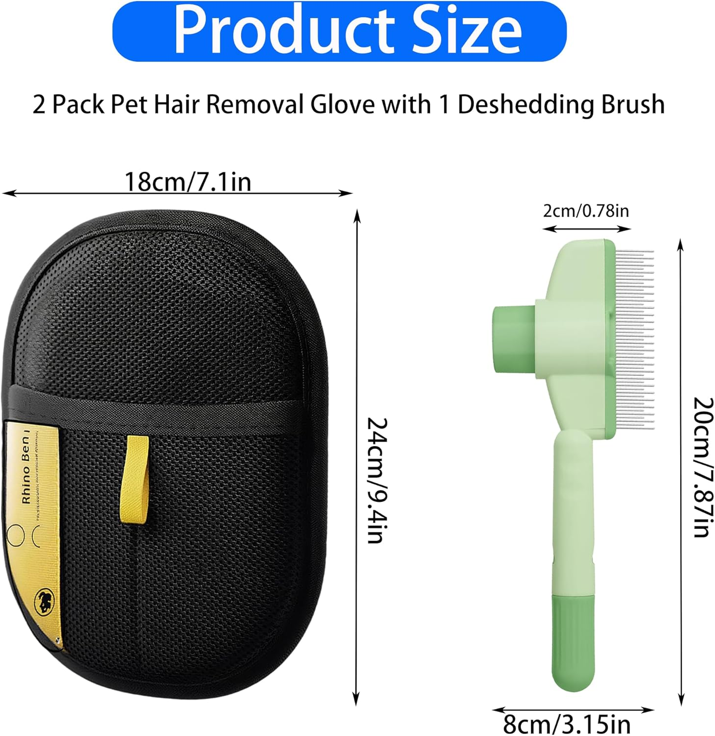 3 Pack Pet Hair Removal Gloves with Deshedding Brush, Double Sided Electrostatic Removal Gloves for Dogs & Cats, Pet Grooming Gloves Reusable for Carpet Sofa Clothing Furniture image number 6