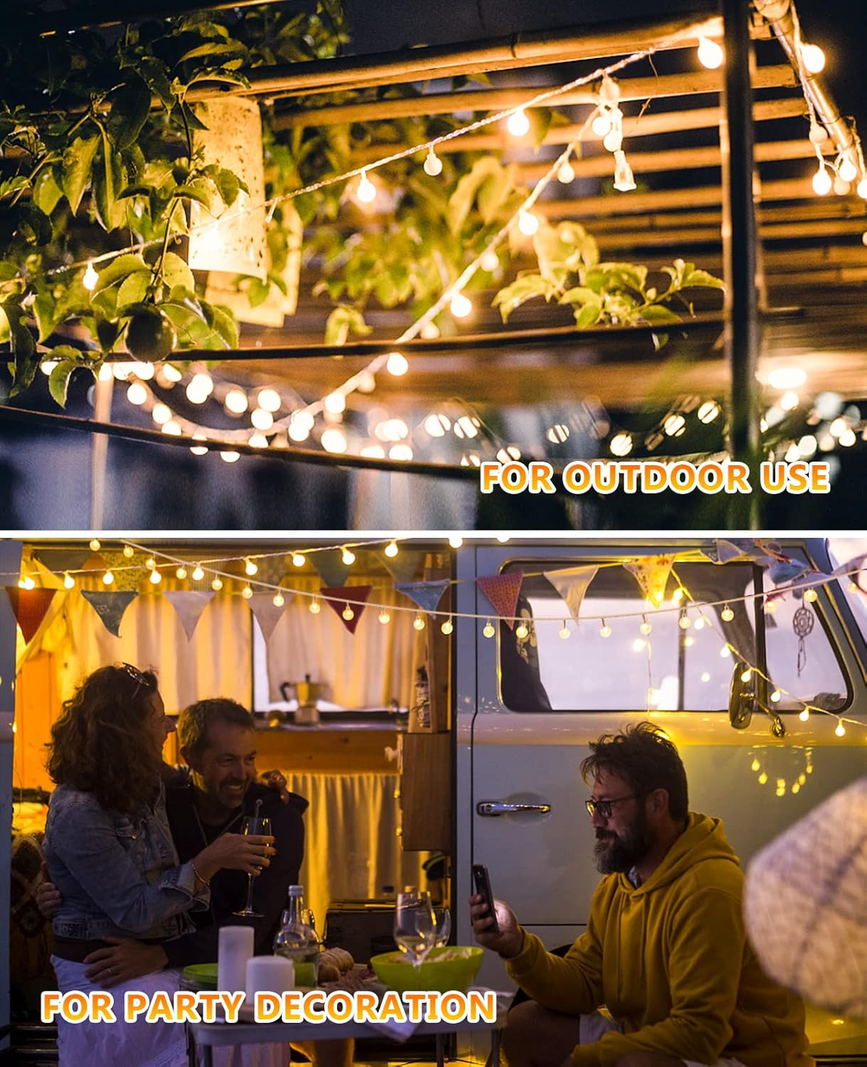 Beedove Globe Fairy Lights, 23FT 50 LED Battery Powered Ball String Lights 8 Modes Dimmable for Wedding Garden Christmas Tree Decor Indoor Outdoor Party Decor (Warm White) image number 6