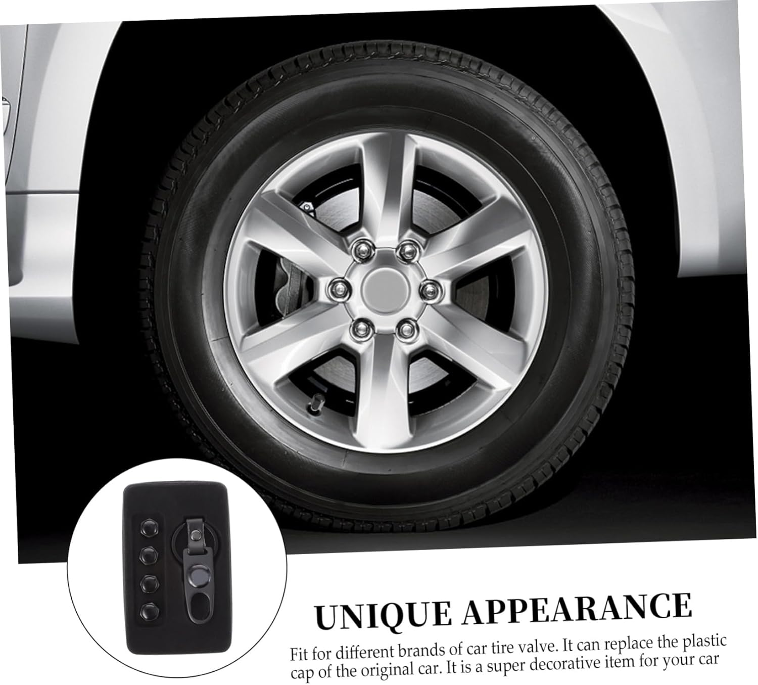 OSOLADY Anti-Theft Zinc Alloy Vehicle Stem Caps with Wrench Black Metal Car Tire Valve Covers Suitable for Automotive Wheels and Tires image number 6