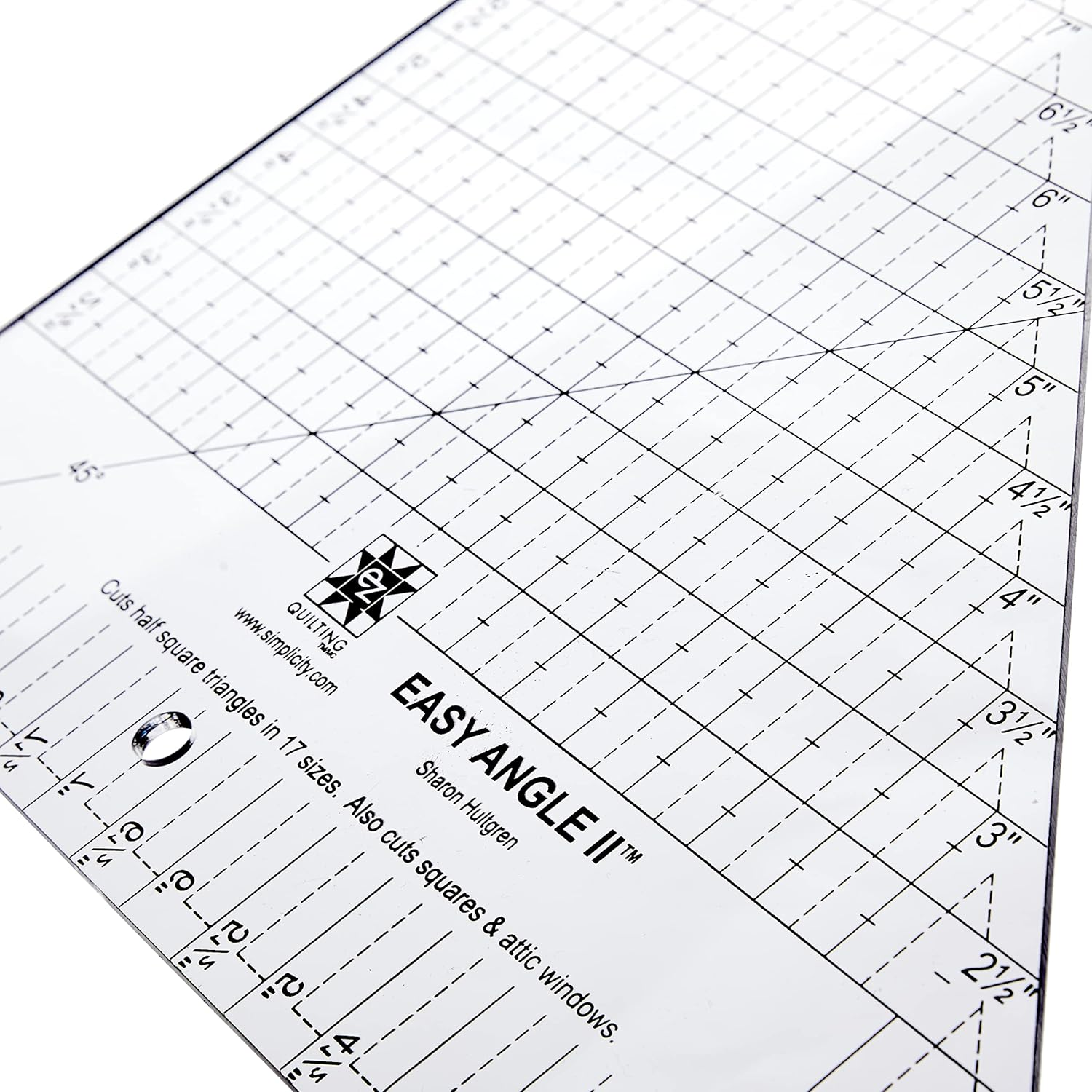 EZ Quilting, 10.5" Simplicity Triangle Ruler and Quilting Template, 10 Inches, Clear, Black image number 1