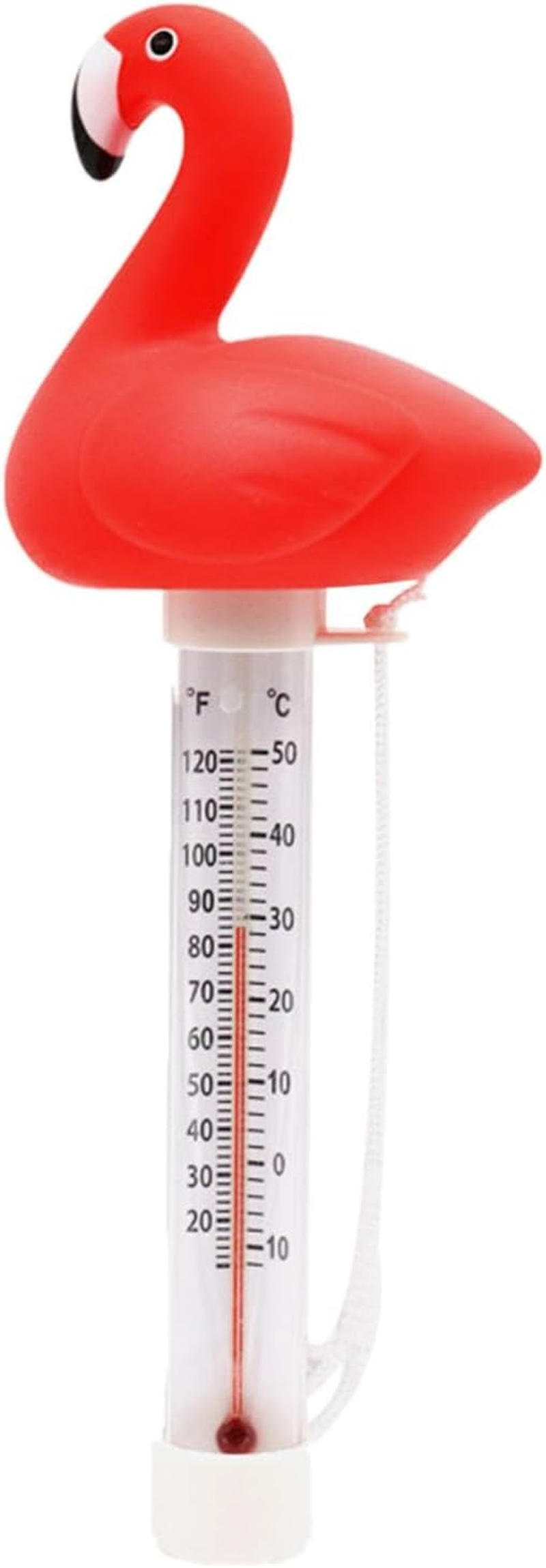 Fenteer Floating Pool Thermometer,Flamingo Gauge Easy to Read SPA Water Thermometer with String for Shower, Fishing Pond, Ice Bath image number 2