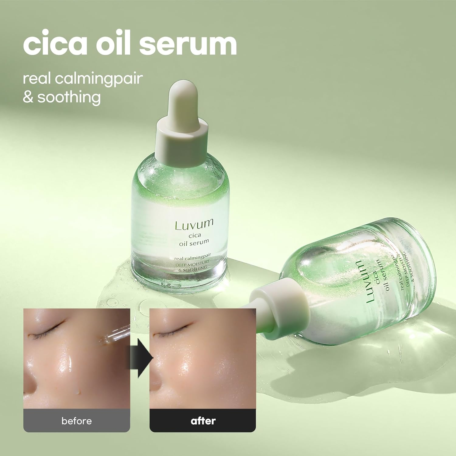 Luvum Calming Repair Cica Oil Serum, Centella Essence, 40% Moisture Oil, 1.01 Fl. Oz