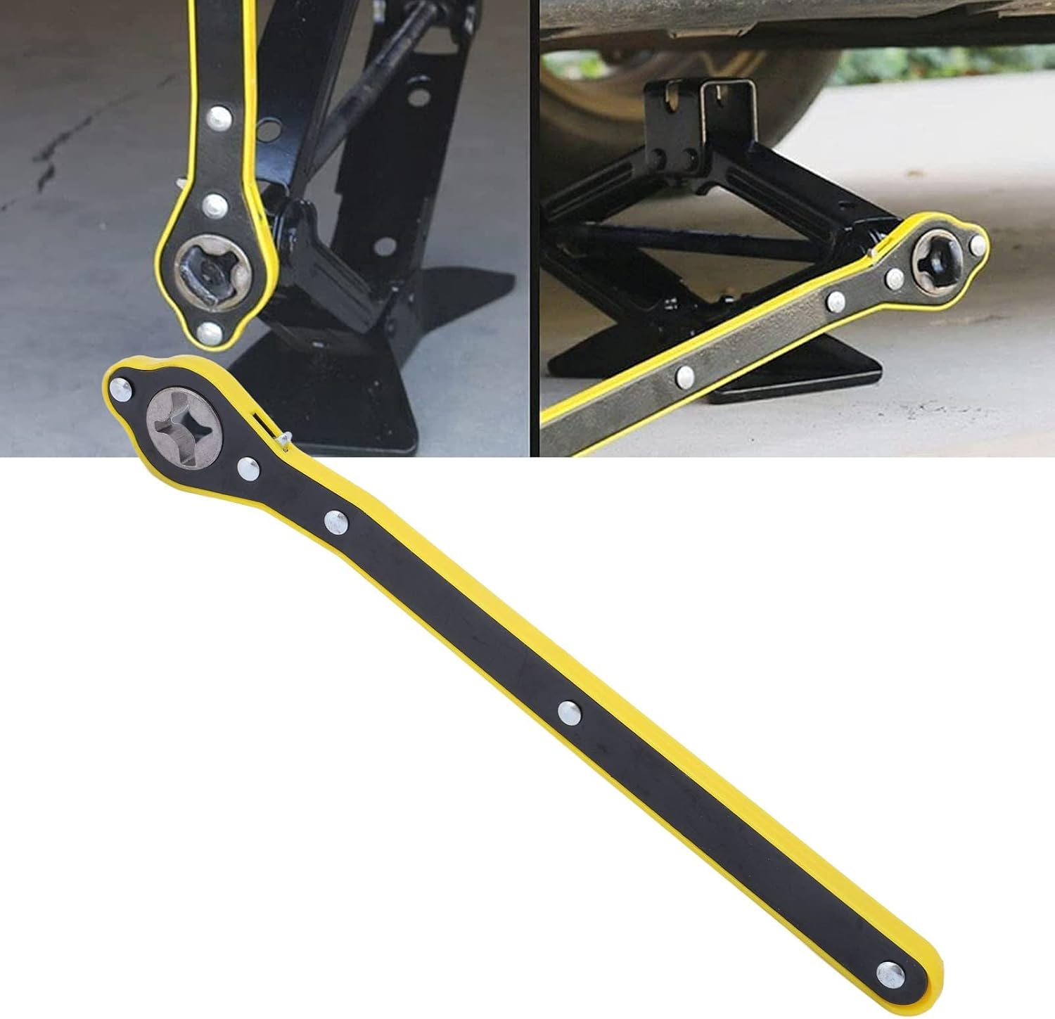 Repair Ratchet Spanners, Labor Saving Ratchet Spanner Longer Handle Car Jack Spanner High Carbon Steel Car Jack Spanner Used for Removing and Repairing Wheels and Tyres image number 1