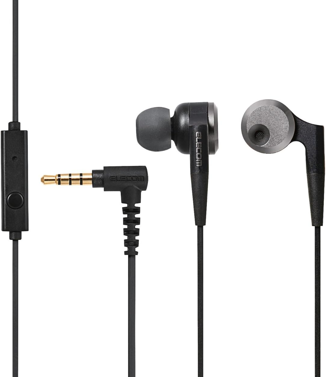 Elecom EHP-GB100MBK Stereo Earphones, Canal, 0.4 Inches (10 Mm), Driver with Microphone, Heavy Bass, Black