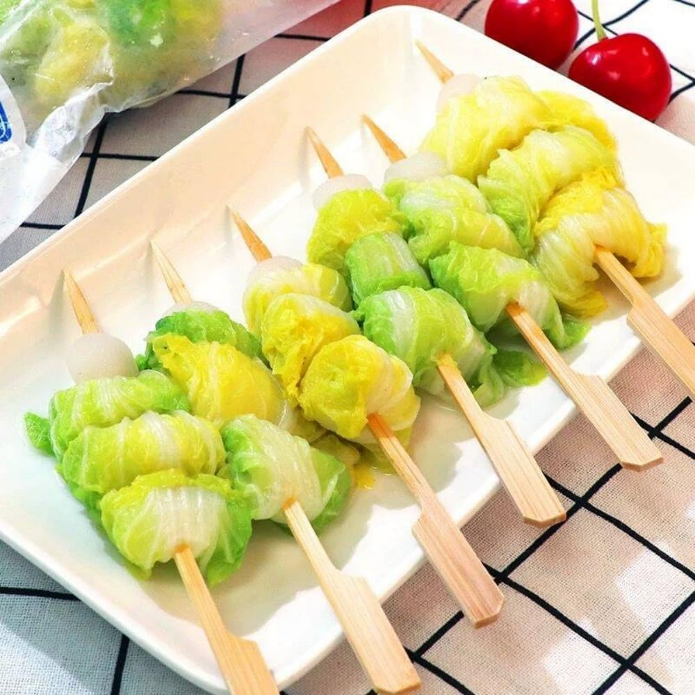 100 Pieces Bamboo Paddle Skewers 18CM, Flat Burgers Sticks Children Kids Wooden Fruits Picks Cocktail Barbecue Kebabs for Buffets Party Fountain Fondue Stick Holders (18CM)