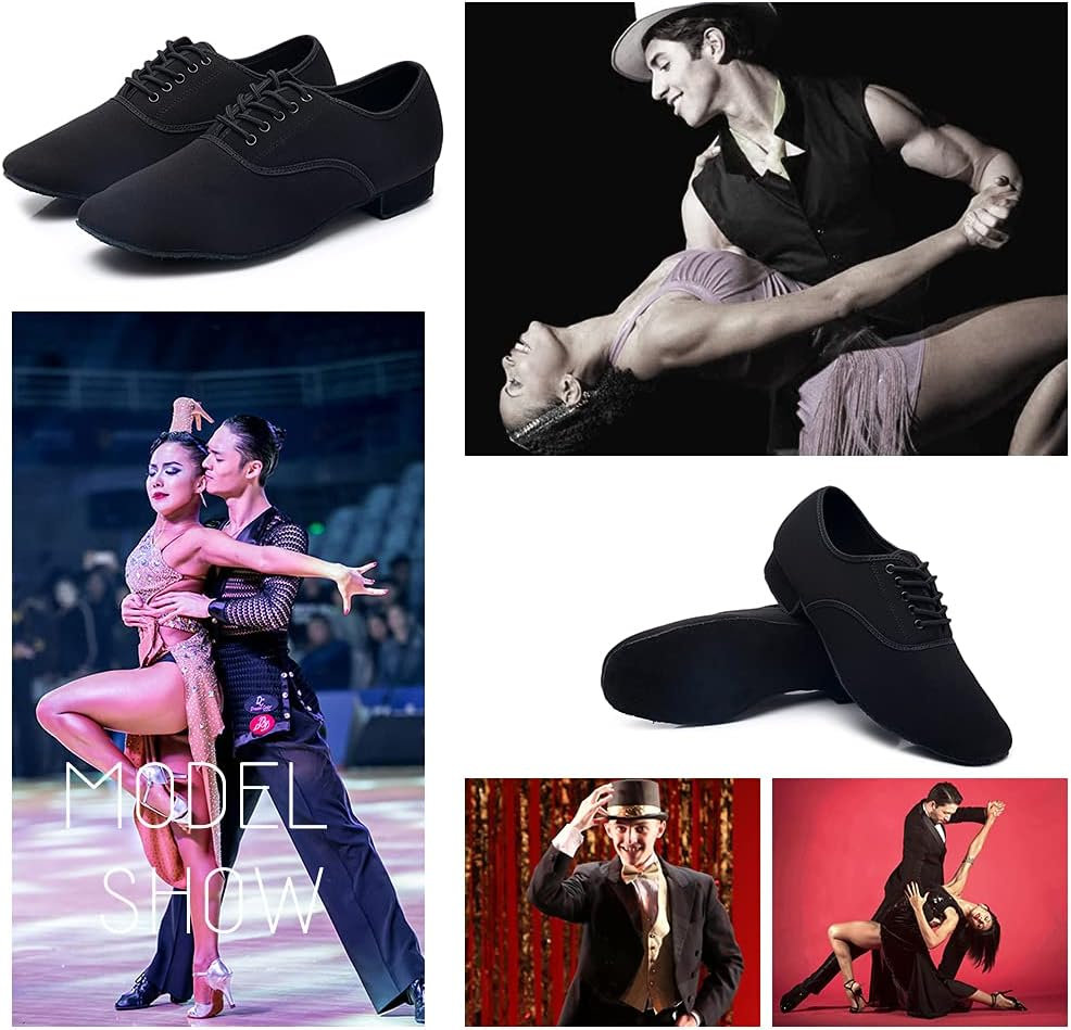 HIPPOSEUS Men'S Ballroom Dance Shoes Latin Tango Morden Rumba Social Dance Shoes Low Heel 1",Model M2 image number 6