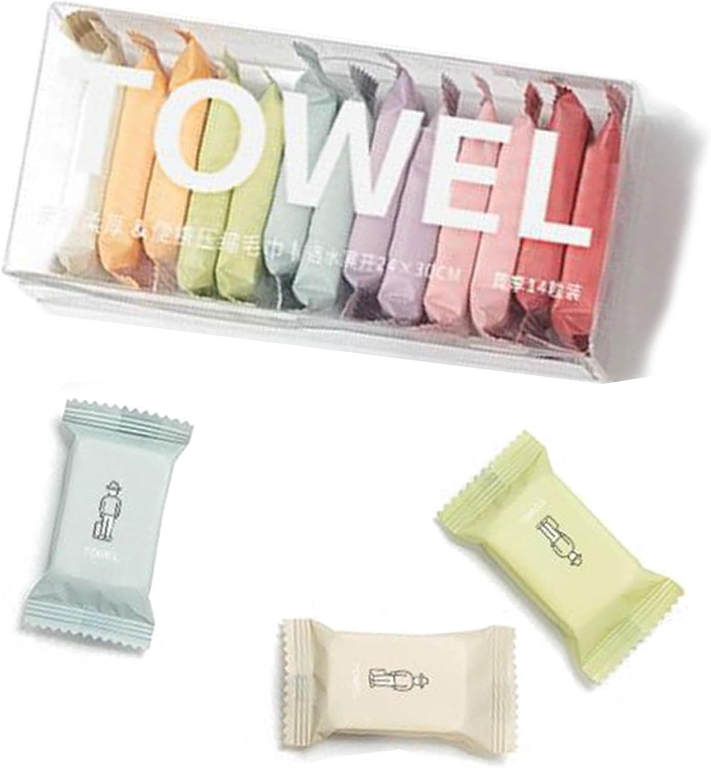 Xolixorium Disposable Towel Premium Compact Compressed Towel, 24 X 30 Cm Coin Tissue Portable Washcloth Quick-Dry for Travel Camping Gym Outdoor Fitness Facial Spa (14 Sheets, 7 Morandi Candy Color) image number 5