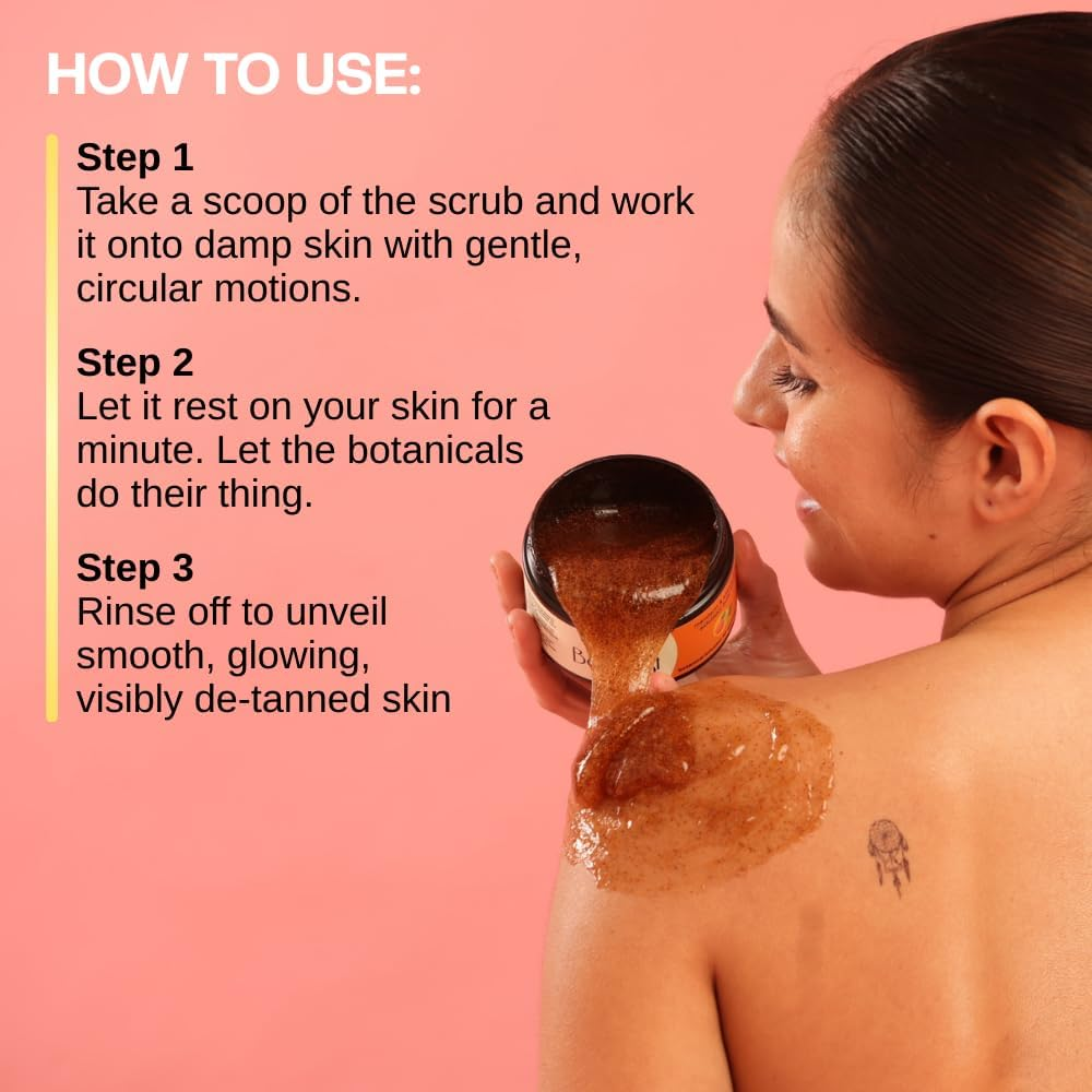 Boho Botanist Mandarin & Kakadu Plum Exfoliator Body Scrub for Hydration | 1% Niacinamide & Vitamin C | Dermat Tested, SLS & Paraben Free | for All Skin Types, Both Men & Women | 200G image number 4