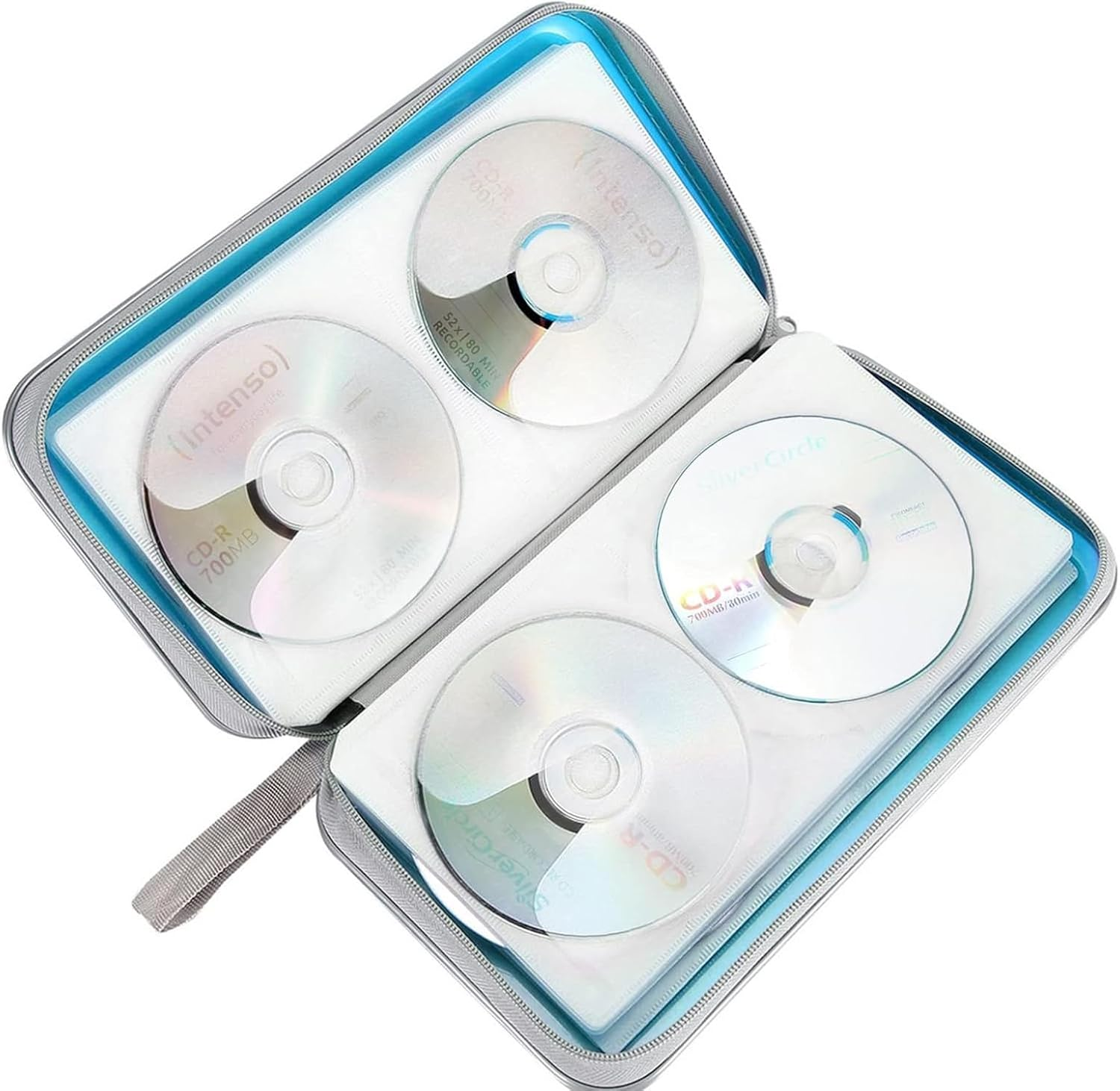 Portable CD Storage Case, 50-80 Capacity Car DVD Case, CD Case Holder Organizer for Vehicle, Travel, Office (Blue) image number 4