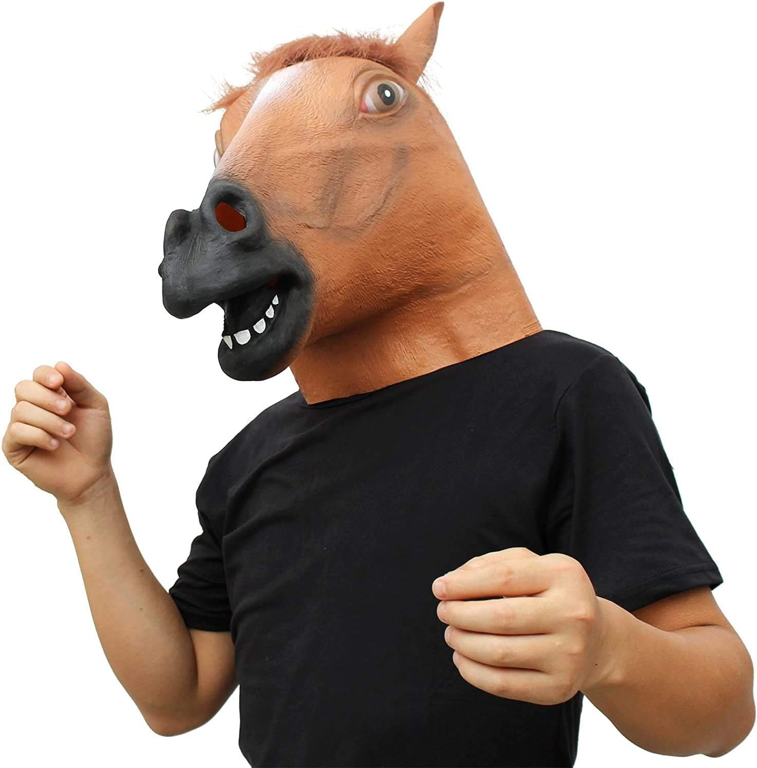 Creepyparty Novelty Halloween Costume Party Animal Head Sounding Mask Brown Horse (Silent)