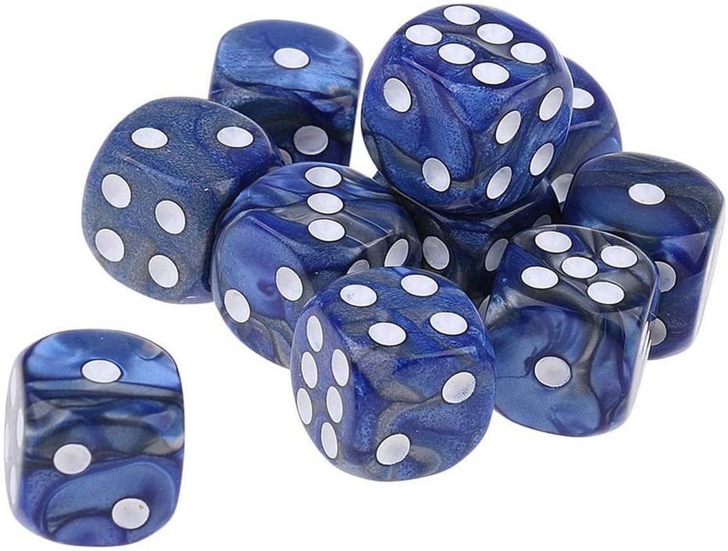 Yiotfandoll 10PCS Polyhedral Dice D6 Dice 16Mm Acrylic Dice Game Dice for RPG MTG DND Dice Table Games (Blue Black)