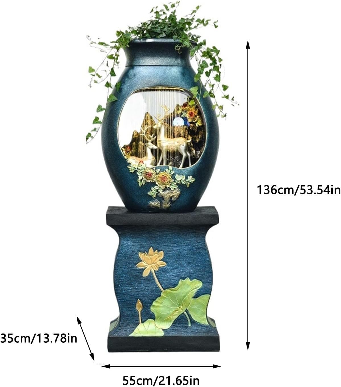 Outdoor Fountain Indoor Floor-Standing Water Fountain, Home Waterfall with Atomizer Polyresin Decoration Decor Ornament for Meditation Relaxation image number 5
