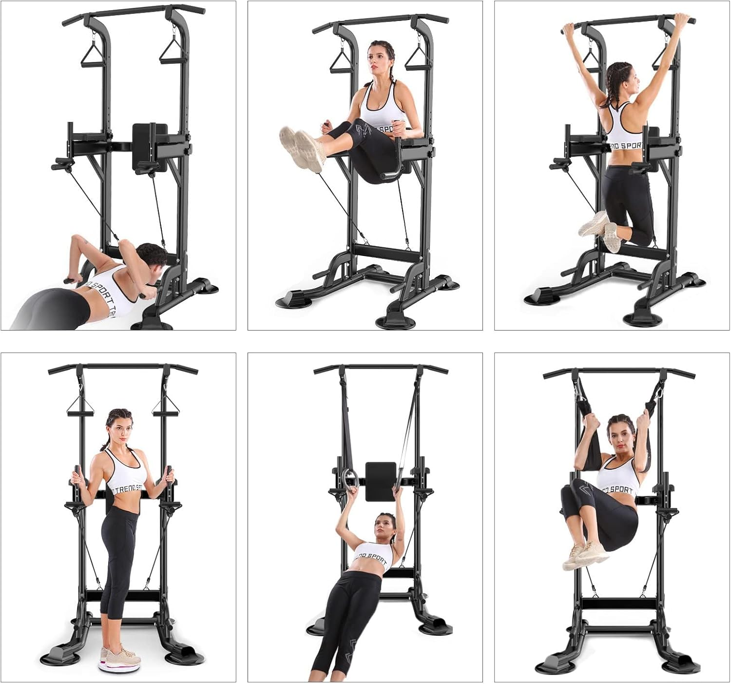 Fitbliss Power Tower, Dip Station Pull up Bar for Home Adjustable Height Multifunctional Home Strength Training Fitness Exercise Equipment, Simple Installation, Durable Home Fitness Equipment