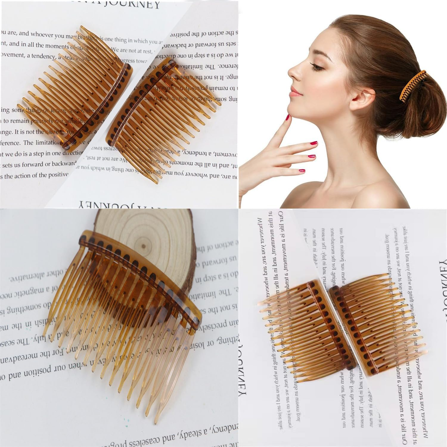 8 Pcs Set of Transparent Tortoiseshell Coloured Hair Combs, Multifunctional Plastic Teeth Hair Comb for Women'S Styling (Transparent,Tortoiseshell Coloured)