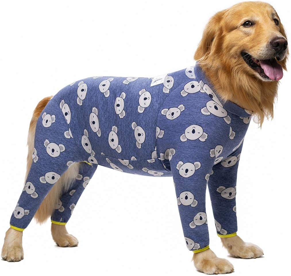 Miaododo Cotton Large Dog Pajamas Strawberry Printing,Full Belly Coverage Dog PJS for Medium Large Dogs after Surgery,Big Dog Clothes Holiday (32(Chest 32.28'',Back Length 21.65''), Pink Strawberry)