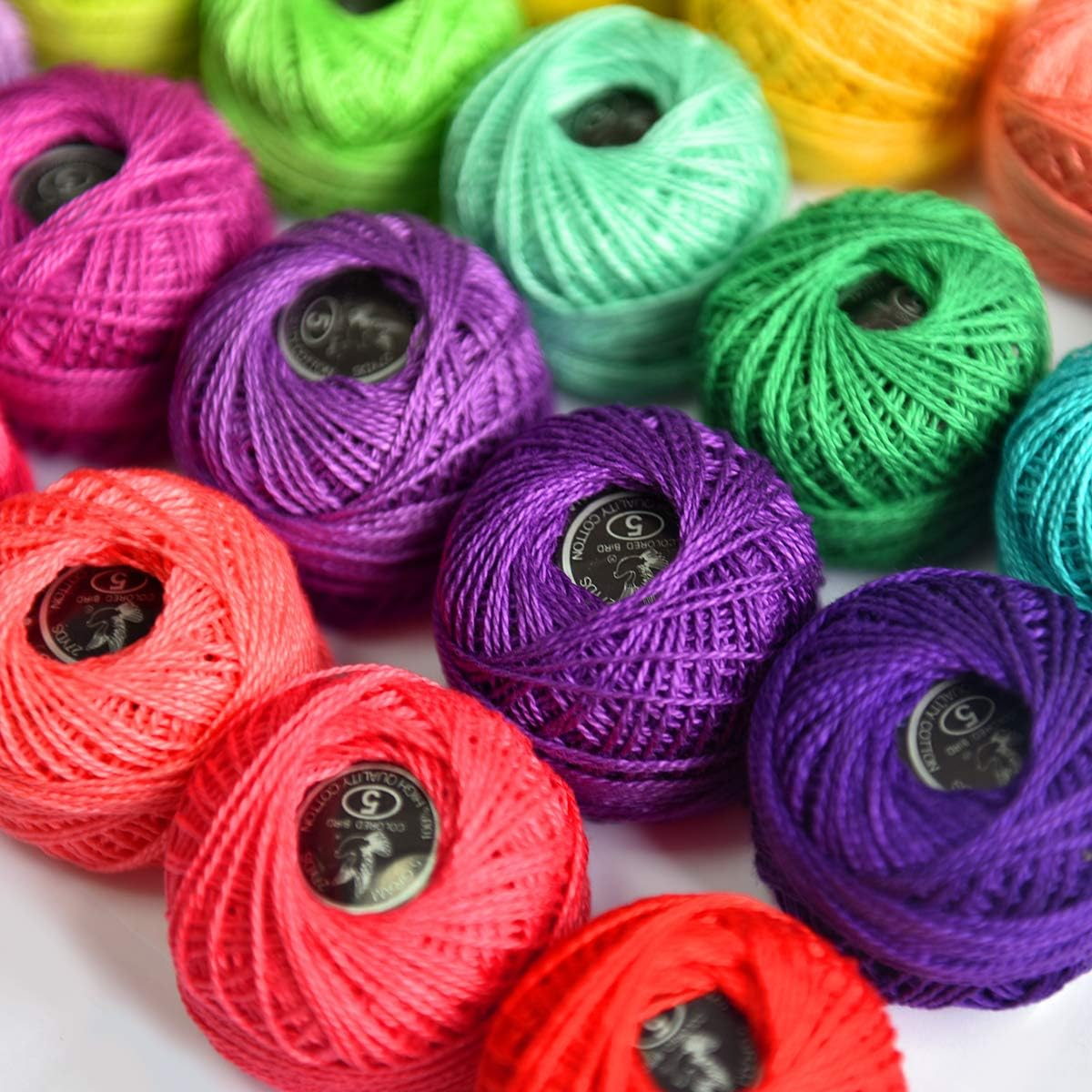 Crochet Thread Cotton Yarn Threads Balls 35 Balls Popular Rainbow Colors of Size 5 Crochet Thread 100% Long Staple Cotton Mercerized Cotton image number 4