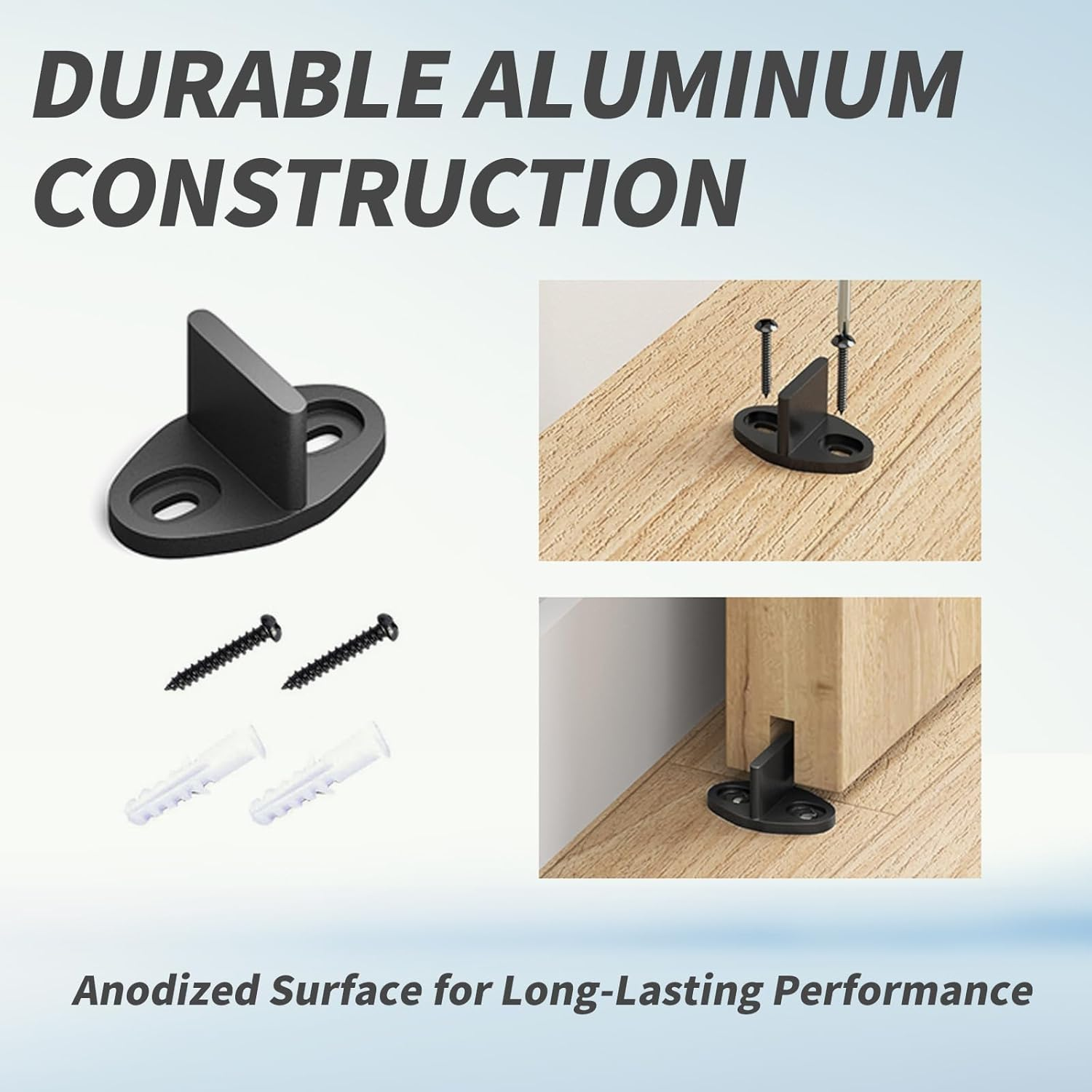 4Pack Black Floor Guide for Sliding Barn Door Hardware T Shape Guides Floor Mounted Easy Installation Bottom Track Guides for Barn Bypass Pocket and Closet Doors image number 4