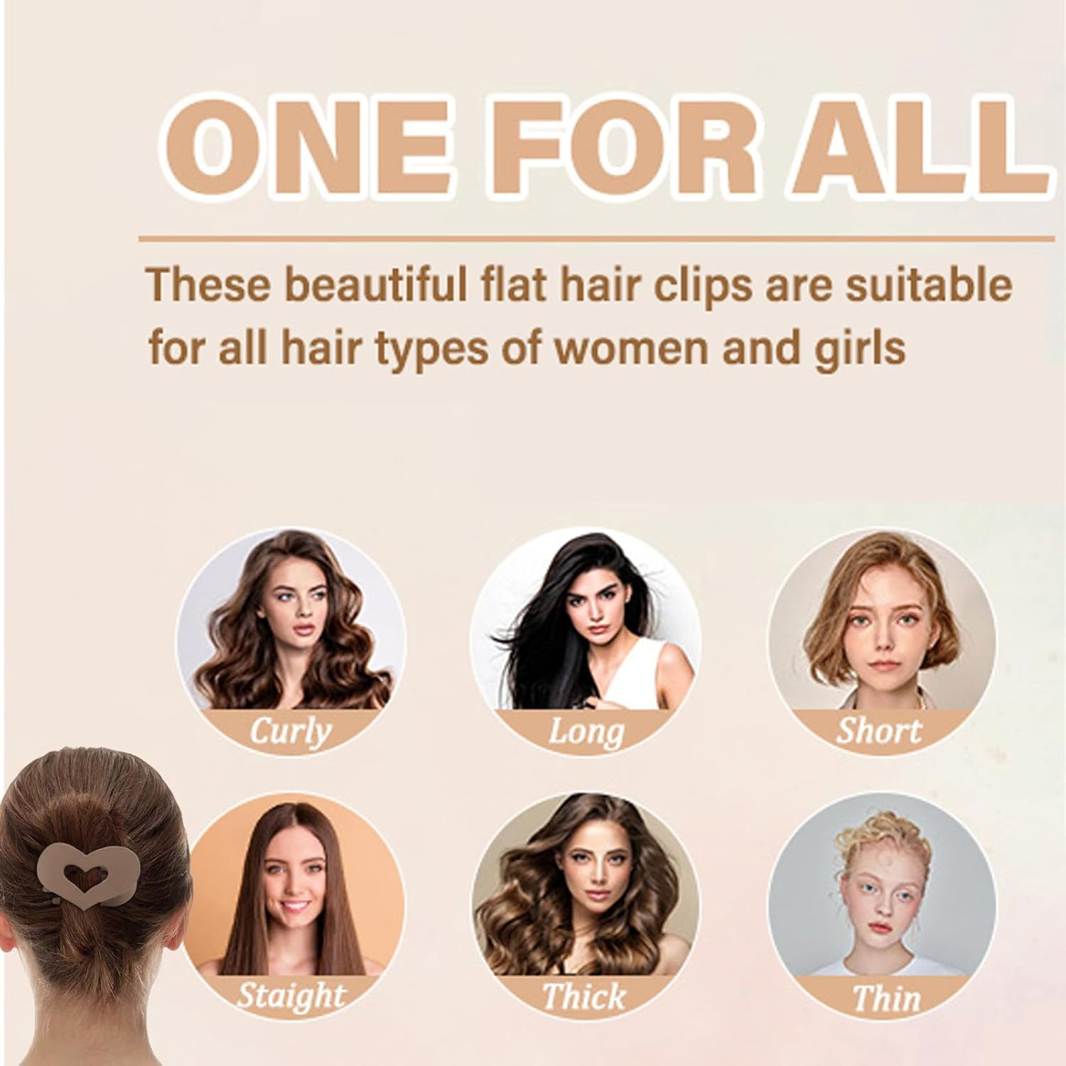 8 PCS Flat Hair Clips French Lay down Hair Claw Clips for Women Girls Strong Hold Hair Barrettes for Thick Thin Hair Comfortable Curved Flat Clips for Lying Driving (Heart) - Square image number 3