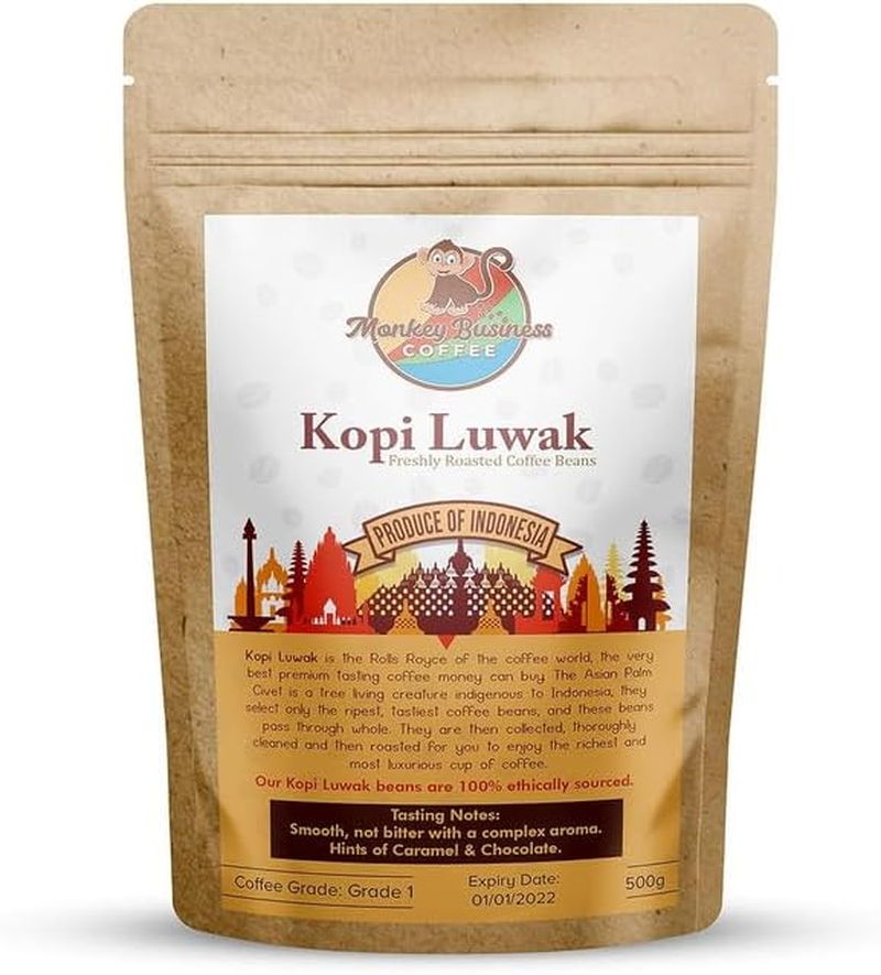 Monkey Business Coffee - Wild Kopi Luwak Coffee Whole Beans - Ethically Sourced - 250 Grams (Other Weights & Bean Types Available) - Produce of Indonesia image number 4