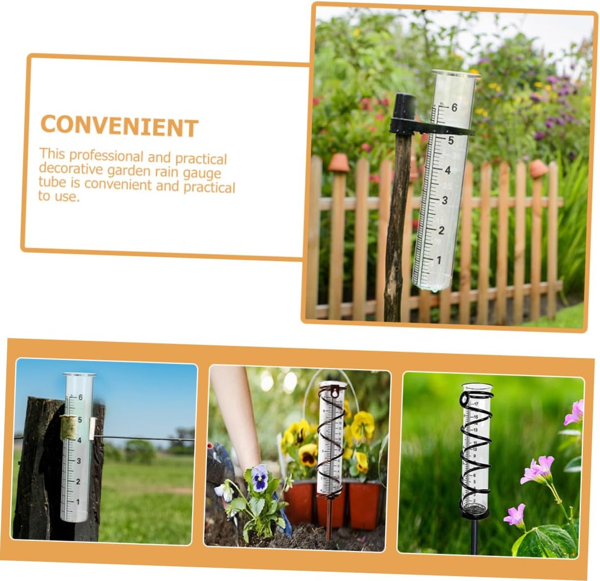 4Pcs Glass Rain Gauge Tubes with Measurement Scale Test Tube Rain Gauge Cylinders for Garden Outdoor Water Monitoring image number 3