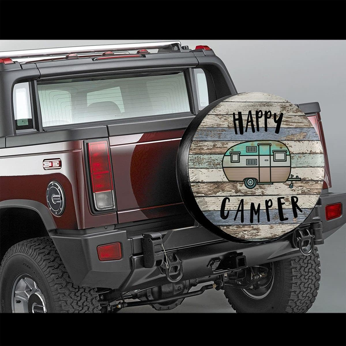 Happy Camper Spare Tire Cover Waterproof for Jeep Trailer RV SUV Truck Camper Travel Trailer Accessories 14 Inch