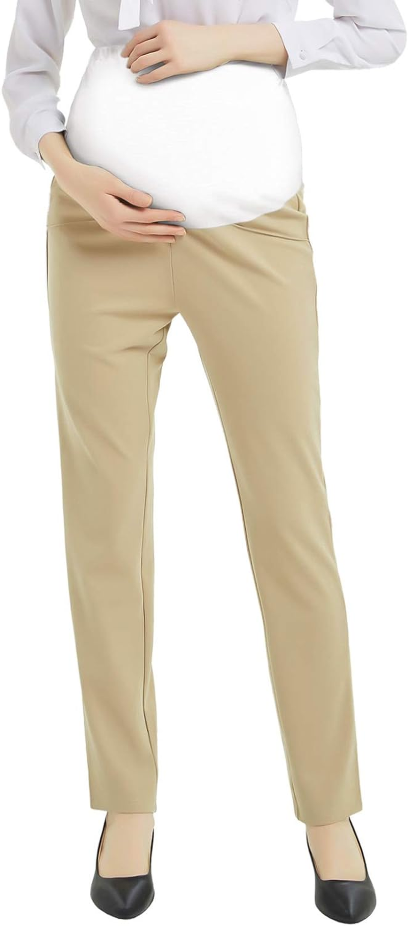 Maternity Dress Pants Flattering Work Long Pants Stretch Slim Fitted Maternity Clothes Trousers Black L image number 2