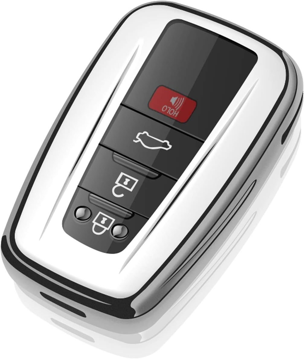 Tukellen for Toyota Key Fob Cover Special Soft TPU Key Shell Case Protector Compatible with 2018-2024 Camry Avalon C-HR Prius Corolla GT86 Highlander RAV4 4Runner Prado - Silver - Pink image number 6
