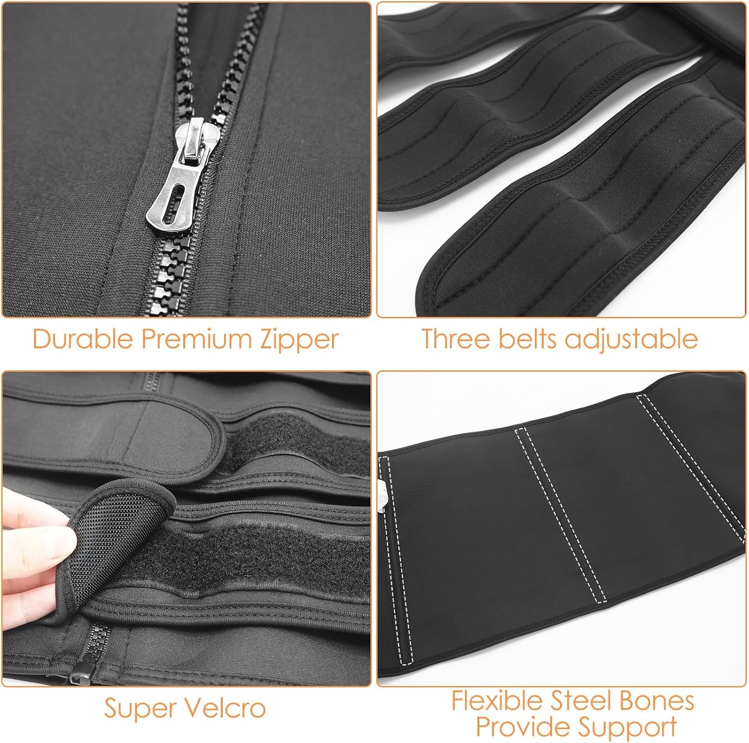 2024 Neoprene Waist Trainer Belts for Women 3 Straps Weight Loss Tummy Control Workout Corset Cincher Trimmer Belly Body Shaper Slim Girdle Belt (Black, XL)