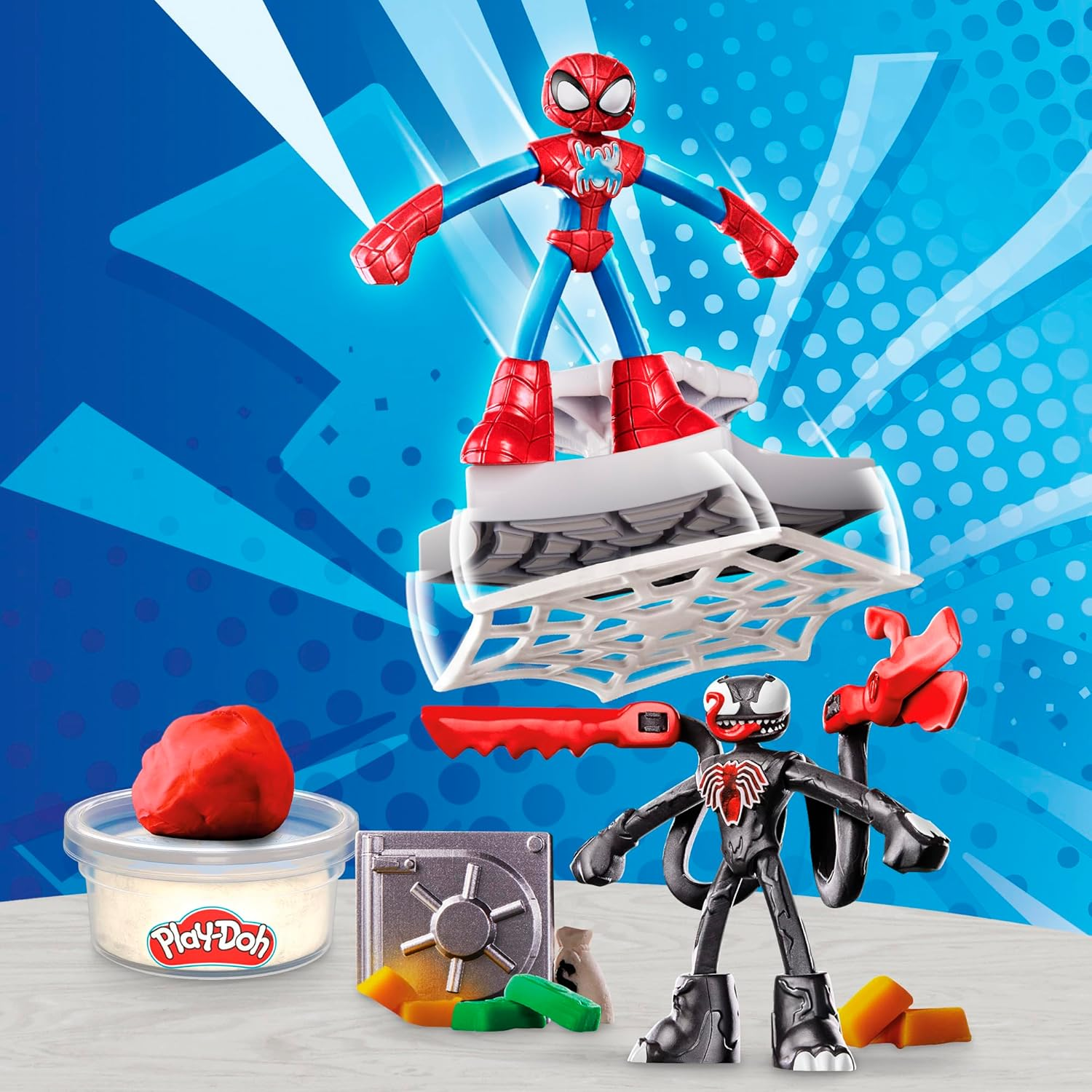 Play-Doh Marvel Spider-Man Launch & Slice Battle Playset with 2 Bendy Action Figures and 7 Accessories, Imagination Toys for Boys & Girls 4 Years & Up image number 6