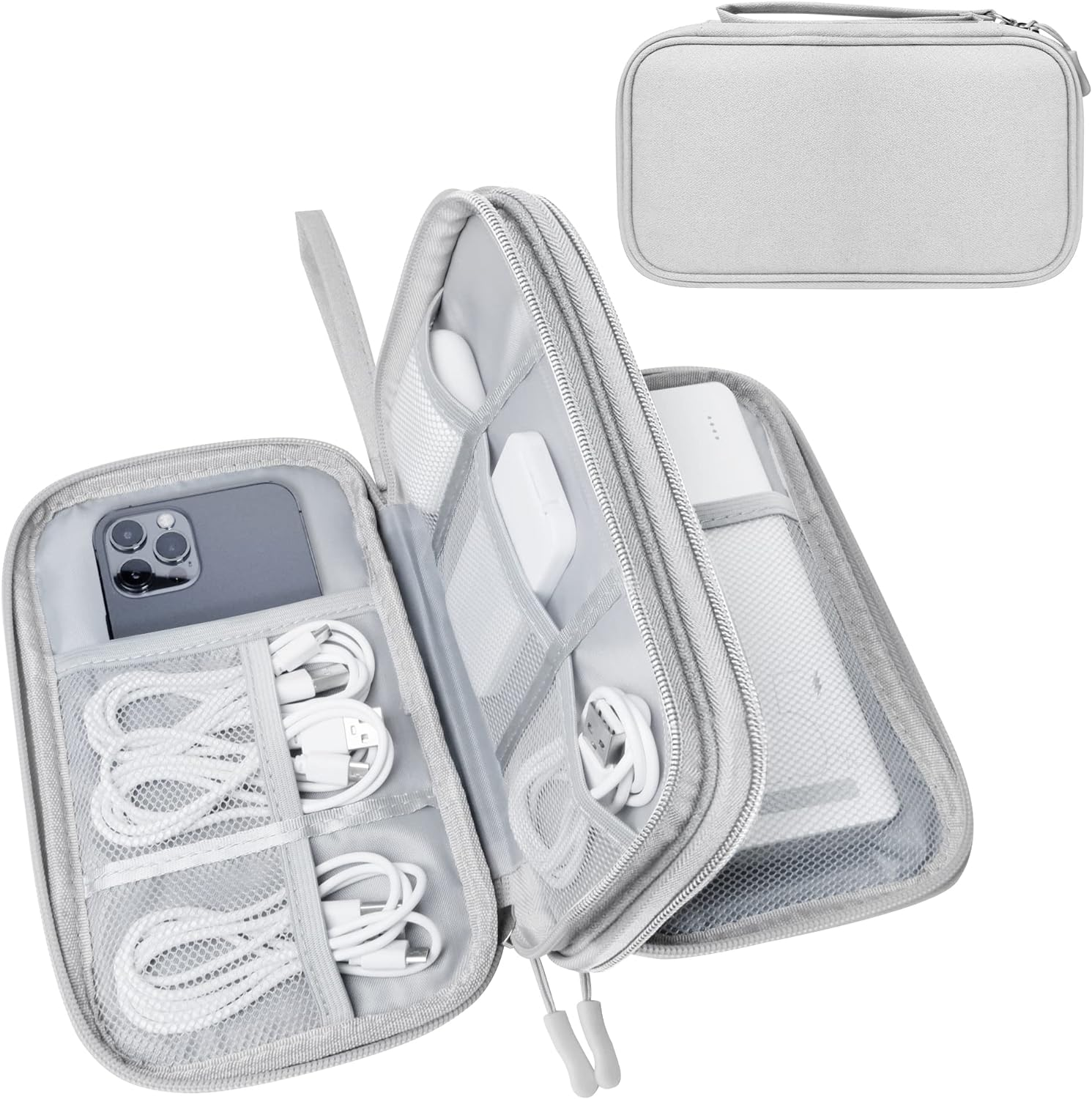 Electronics Travel Organizer,Portable Waterproof Electronic Travel Storage Bag for Small Charging Cord Storage,Charger,Small Electronics,Sd Card Etc,For Travel,Business - Grey